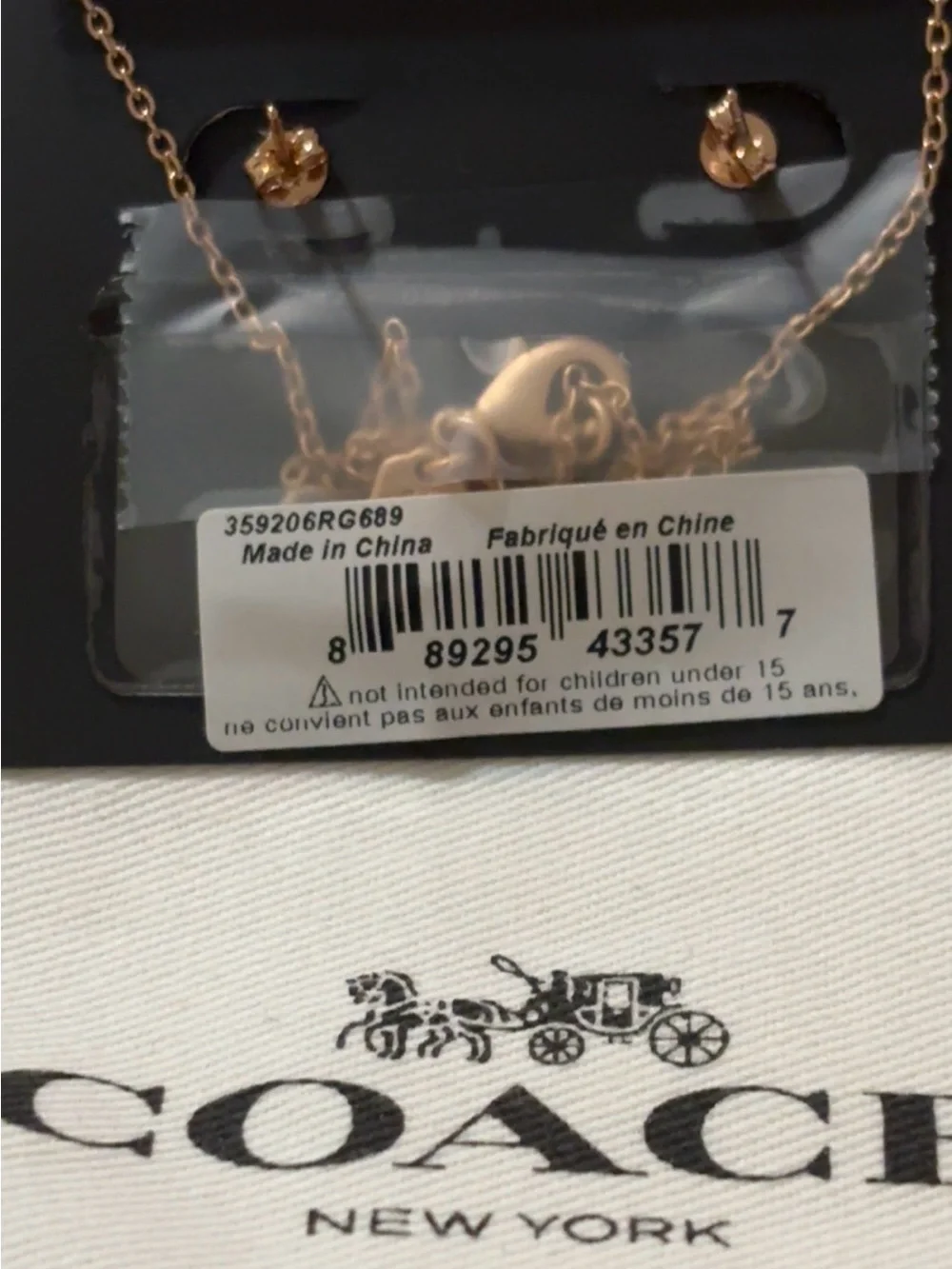 Coach Rose Gold Floral Charm Necklace